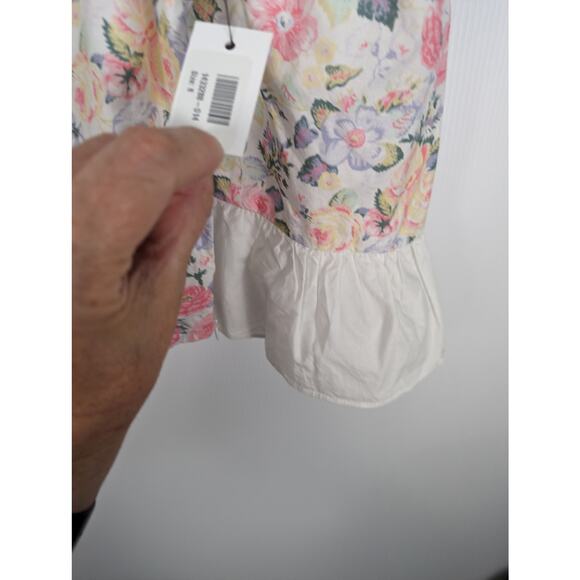 Batsheva X Laura Ashley Spring Prairie Blouse Floral Print Ruffle Cropped 8 NWT - Picture 11 of 12